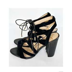 Sam Edelman Sandal Lace Up Caged Heels Black Yardley Size 7